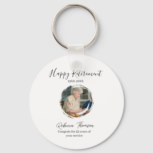 Happy retirement year name circle photo retired schlüsselanhänger (Vorderseite)
