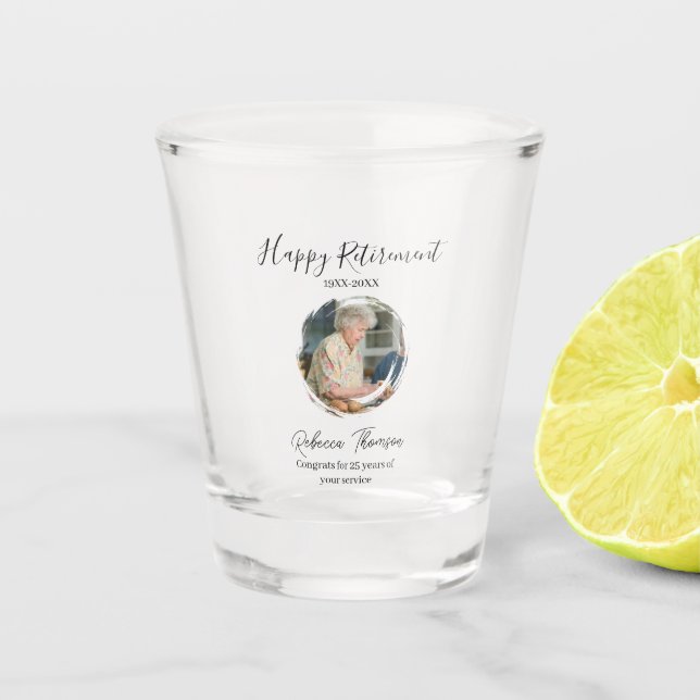 Happy retirement year name circle photo retired schnapsglas (Vorderseite)
