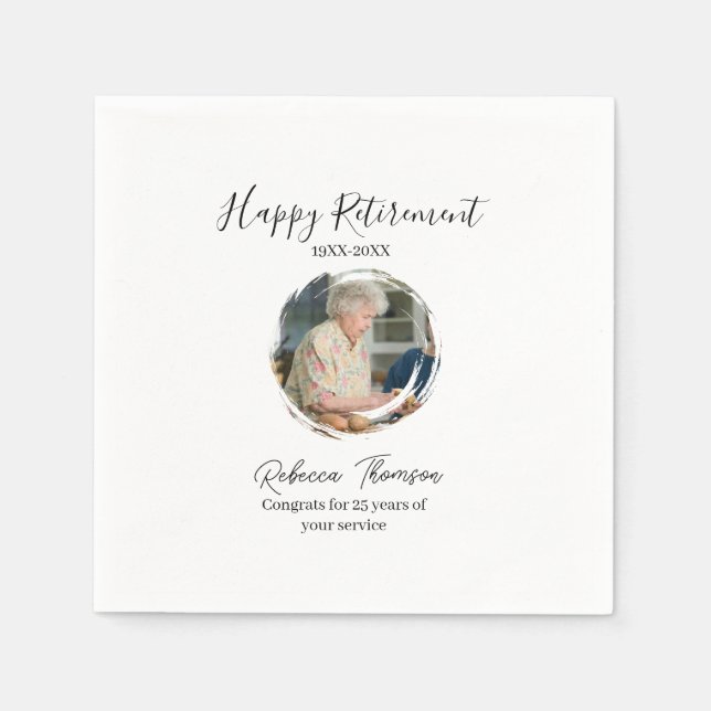 Happy retirement year name circle photo retired serviette (Vorderseite)