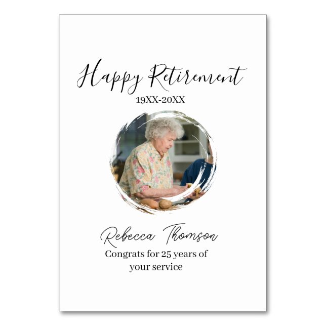 Happy retirement year name circle photo retired tischnummer (Vorderseite)