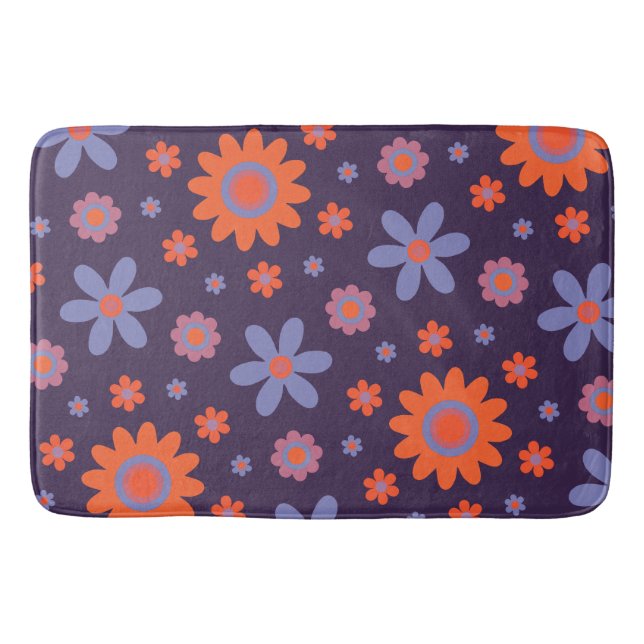 Happy Retro Blume Niedlich 70er Hippie Daisy Patte Badematte (Vorderseite)