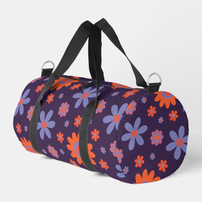 Happy Retro Blume Niedlich 70er Hippie Daisy Patte Duffle Bag (Linke Seite)