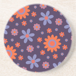 Happy Retro Blume Niedlich 70er Hippie Daisy Patte Getränkeuntersetzer