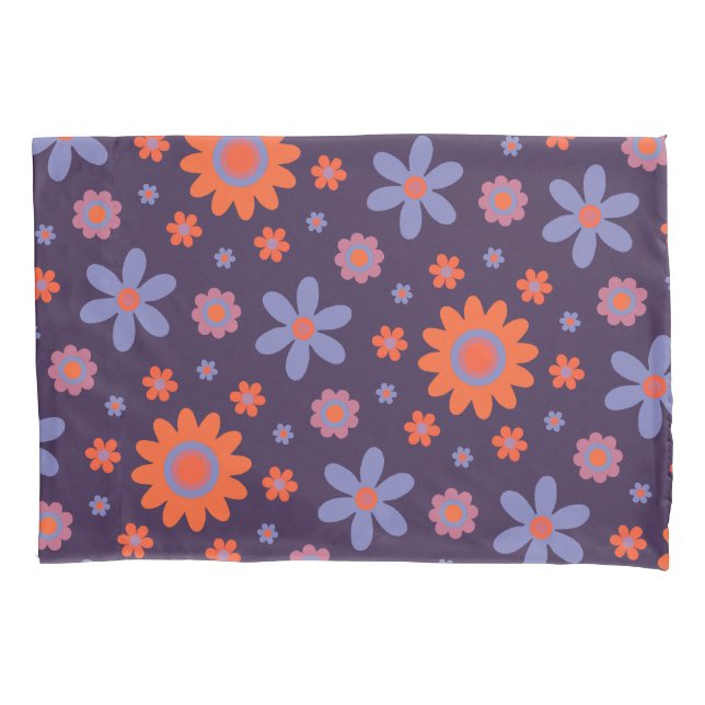 Happy Retro Blume Niedlich 70er Hippie Daisy Patte Kissenbezug (Vorderseite)