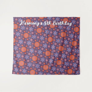 Happy Retro Blume Niedlich 70er Hippie Daisy Patte Wandteppich