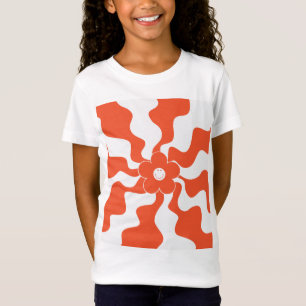 Happy Retro Daisy in Orange und White T-Shirt