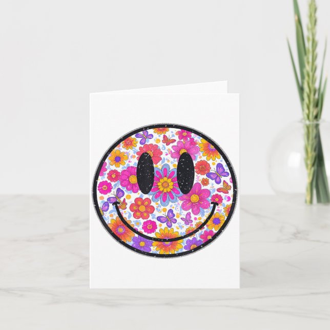 Happy Retro Daisy Smile Face Preppy Aesthetic Men  Karte (Vorderseite)