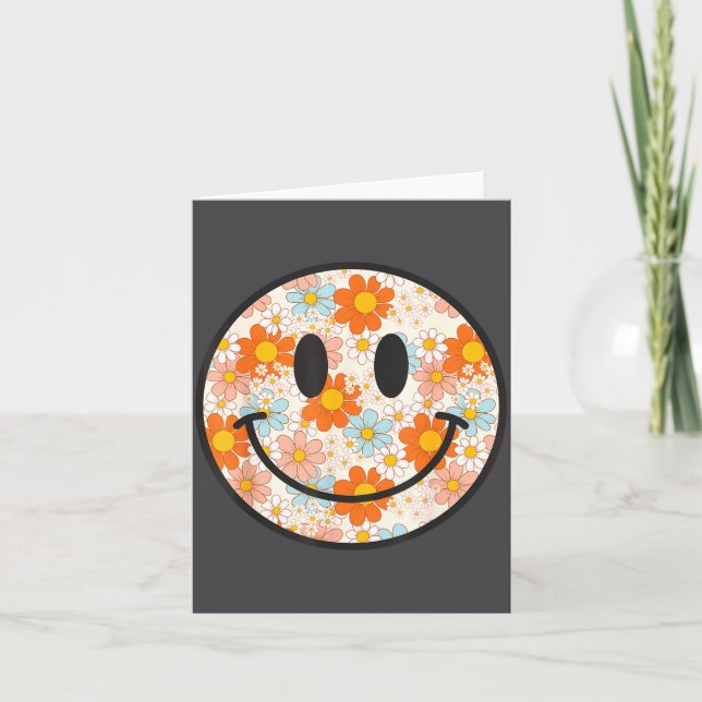 Happy Retro Daisy Smile Face Preppy Aesthetic Men  Karte (Vorderseite)