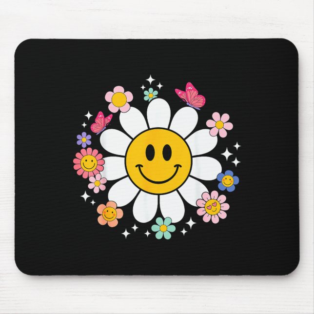 Happy Retro Daisy Smile Face Preppy Aesthetic Men  Mousepad (Vorne)