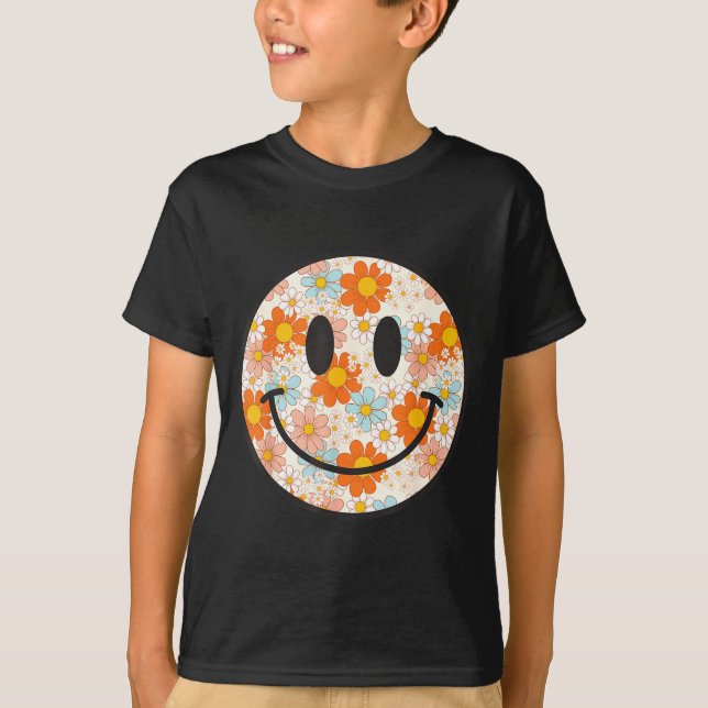 Happy Retro Daisy Smile Face Preppy Aesthetic Men  T-Shirt (Vorderseite)