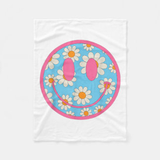 Happy Retro Daisy Smile Face Preppy Ästhetik Männe Fleecedecke