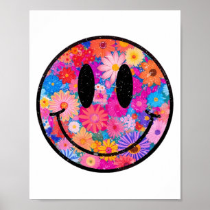 Happy Retro Daisy Smile Face Preppy Ästhetik Männe Poster