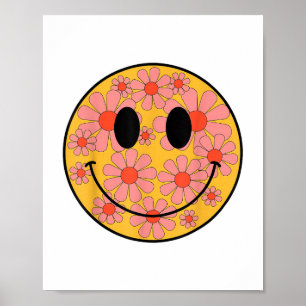 Happy Retro Daisy Smile Face Preppy Ästhetik Männe Poster