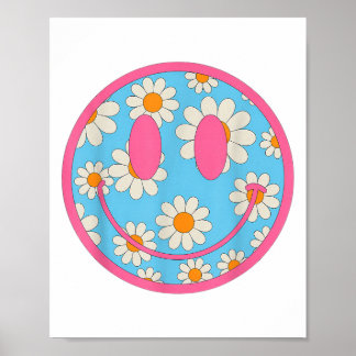 Happy Retro Daisy Smile Face Preppy Ästhetik Männe Poster