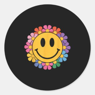 Happy Retro Daisy Smile Face Preppy Ästhetik Männe Runder Aufkleber