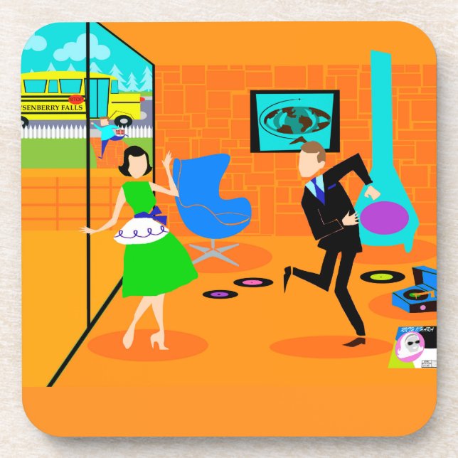 Happy Retro Parents Cork Untersetzer (Vorderseite)