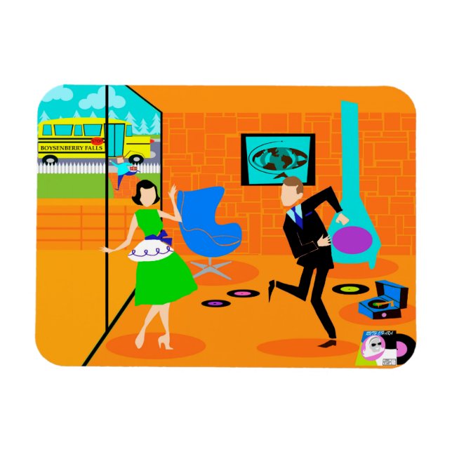 Happy Retro Parents Flexi Magnet (Horizontal)