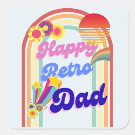 Happy Retro Vater Quadratischer Aufkleber