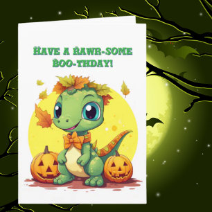 Happy Roar Einige Niedliche Dino Foto Halloween-Ka Karte