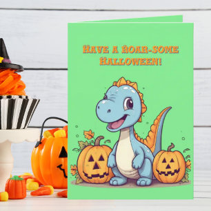 Happy Roar Einige Niedliche Dino Foto Halloween-Ka Karte