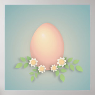 Happy rosa Osterei und daisy Blume Poster