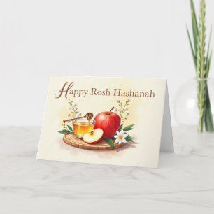 Happy Rosh Hashanah Apple und Honey mit Blume Karte