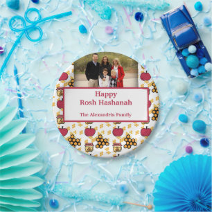 Happy Rosh Hashanah Jewish New Year custom Foto Pappteller