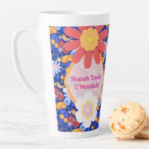 Happy Rosh Hashanah Jüdische Neujahrsmuster Milchtasse
