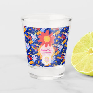 Happy Rosh Hashanah Jüdische Neujahrsmuster Schnapsglas