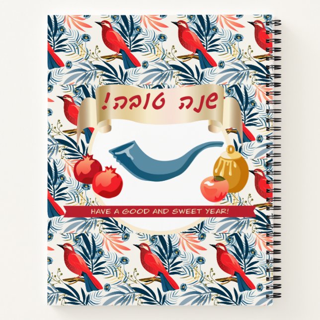 Happy Rosh Hashanah Juwish New Year Honey & Apple Notizbuch (Rückseite)