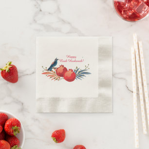 Happy Rosh Hashanah Juwish New Year Pomegranates Serviette
