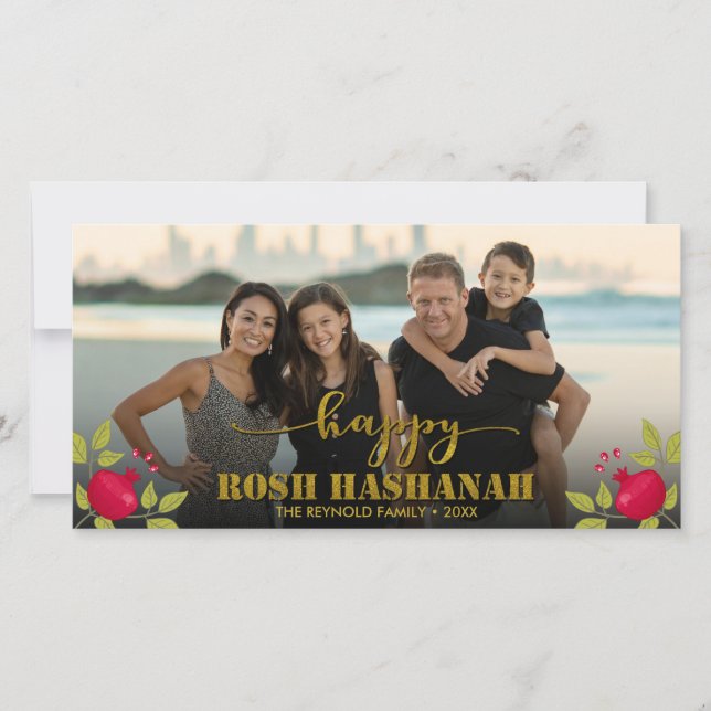 Happy Rosh Hashanah Luxury Gold Script Foto (Vorderseite)