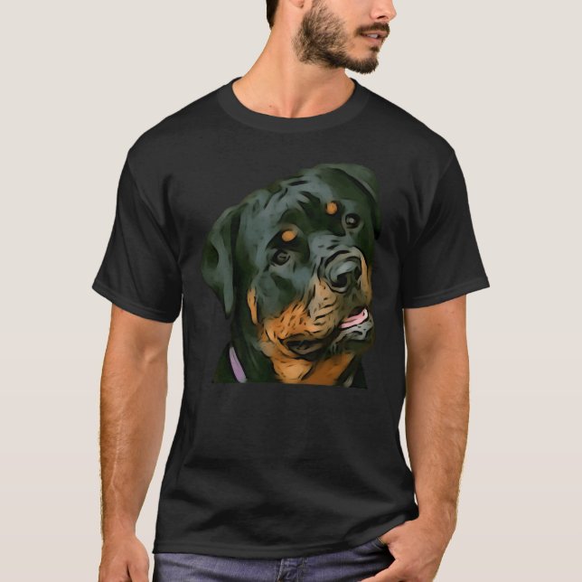 Happy Rottweiler Hat T-Shirt (Vorderseite)