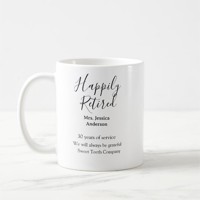 Happy Ruhestand hinzufügen Namen Jahre des Dienste Kaffeetasse (Links)