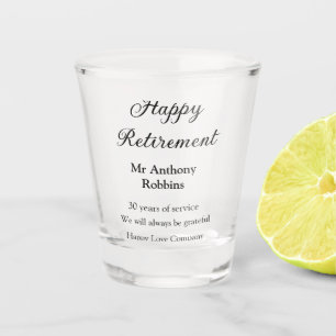 Happy Ruhestand hinzufügen Namen Jahre des Dienste Schnapsglas