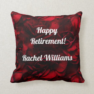 Happy Ruhestand individuelle Name Blumen rote Rose Kissen