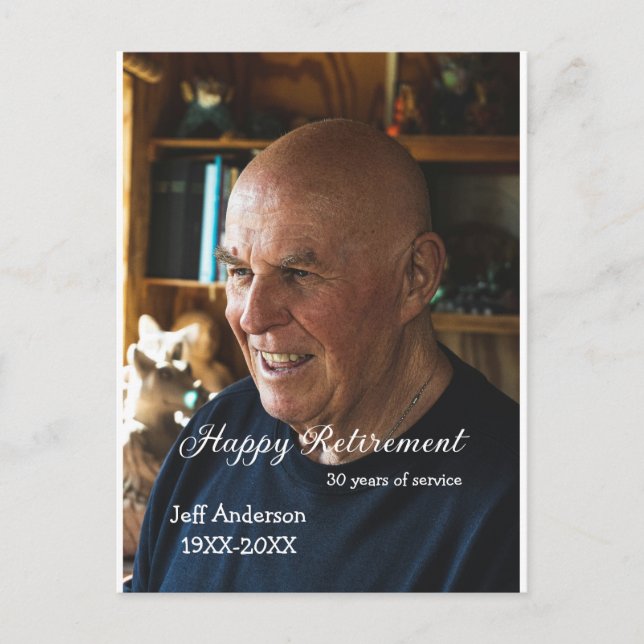 Happy Ruhestand Name Foto Jahre Dienst oder Postkarte (Vorderseite)