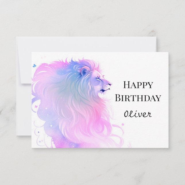 Happy Safari Chic Lion Birthday Karte (Vorderseite)