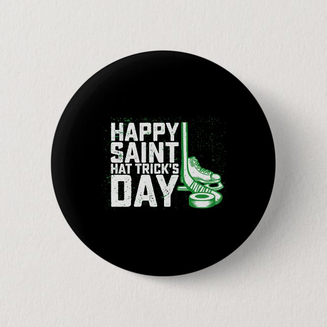 Happy Saint Hat Trick's Day Ice Hockey St Patricks Button (Vorderseite)