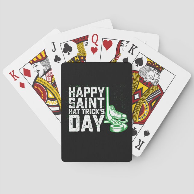 Happy Saint Hat Trick's Day Ice Hockey St Patricks Spielkarten (Rückseite)