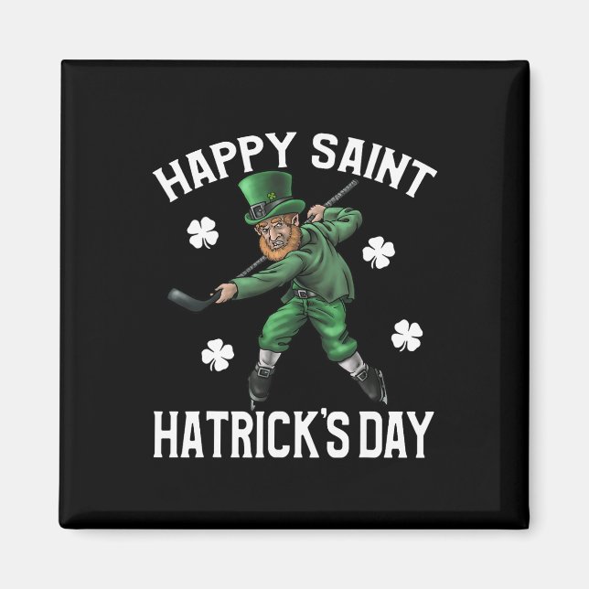 Happy Saint Hatricks Day St Patrick's Day Hockey L Magnet (Vorne)