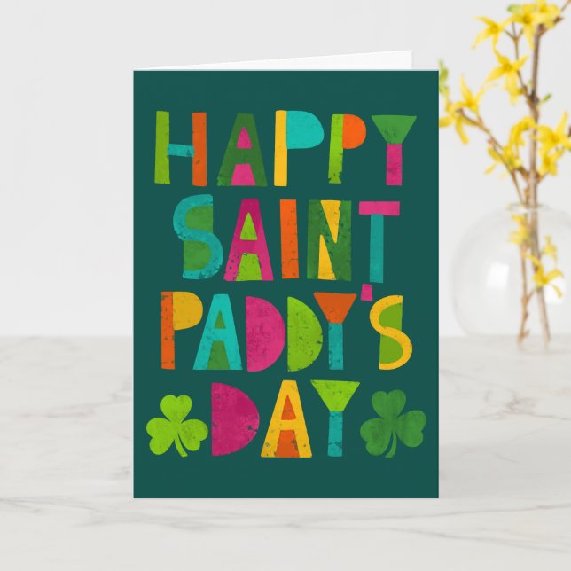 Happy Saint Paddy's Day Bright Modern Lettering Karte (Gelbe Blume)
