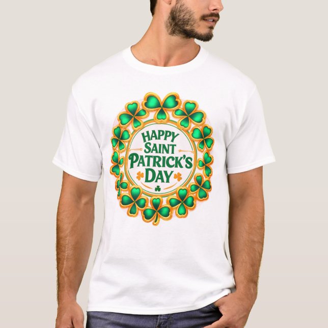 happy Saint Patrick's clovers T-Shirt (Vorderseite)