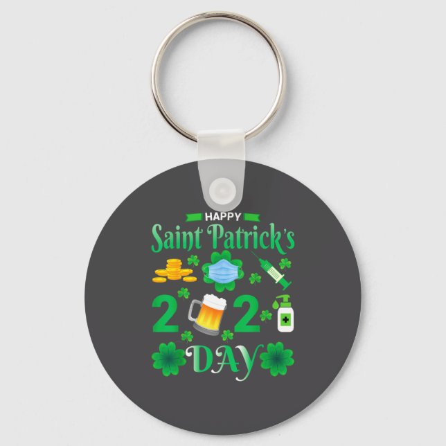 Happy Saint Patrick's Day 2024 Irish Shamrock Face Schlüsselanhänger (Vorderseite)