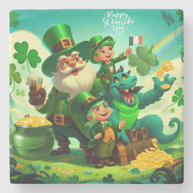 Happy Saint Patrick's Day bunt Steinuntersetzer (Vorderseite)