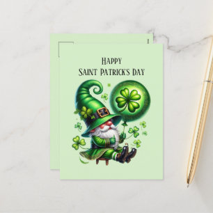 Happy Saint Patrick's Day gnome Feiertagspostkarte