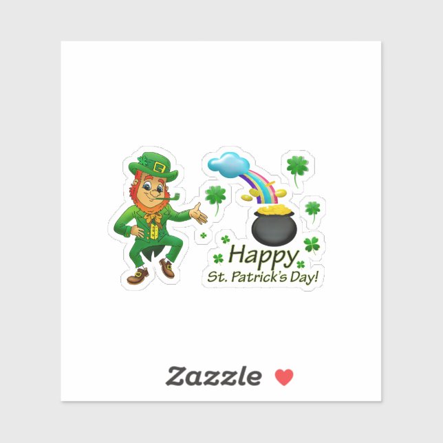 Happy Saint Patrick's Day Leprechaun Rainbow  Aufkleber (Blatt)