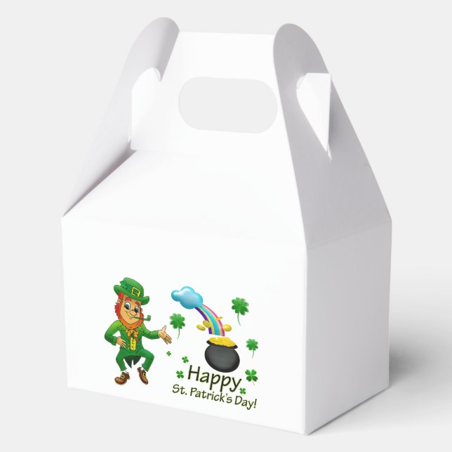 Happy Saint Patrick's Day Leprechaun Rainbow  Geschenkschachtel (Rückseite)