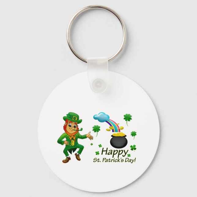 Happy Saint Patrick's Day Leprechaun Rainbow  Schlüsselanhänger (Vorderseite)