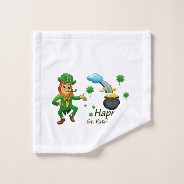 Happy Saint Patrick's Day Leprechaun Rainbow  Waschlappen (Waschlappen)